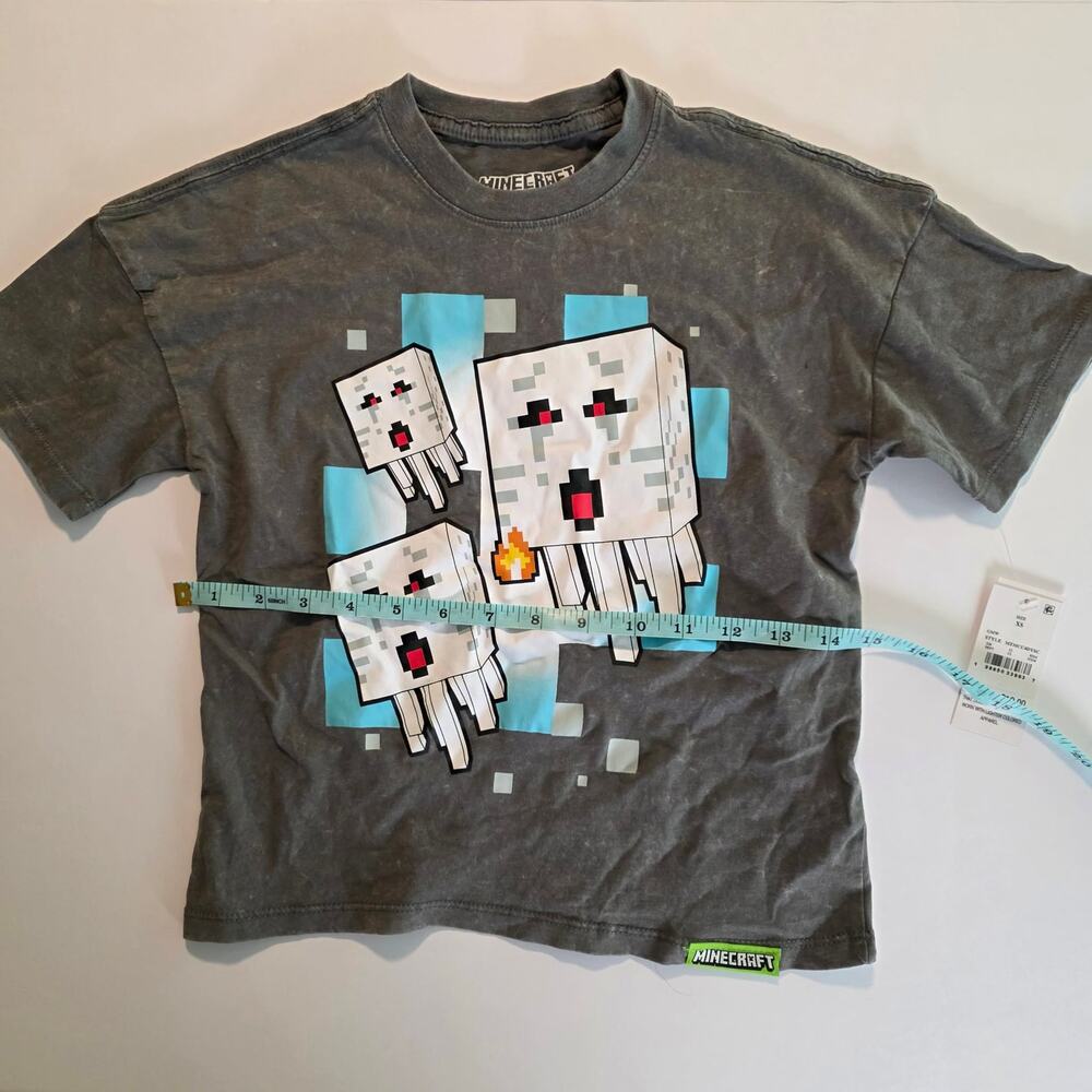Minecraft Ghast Graphic T Shirt Kids XS Gray Mojang Mad Engine Tee